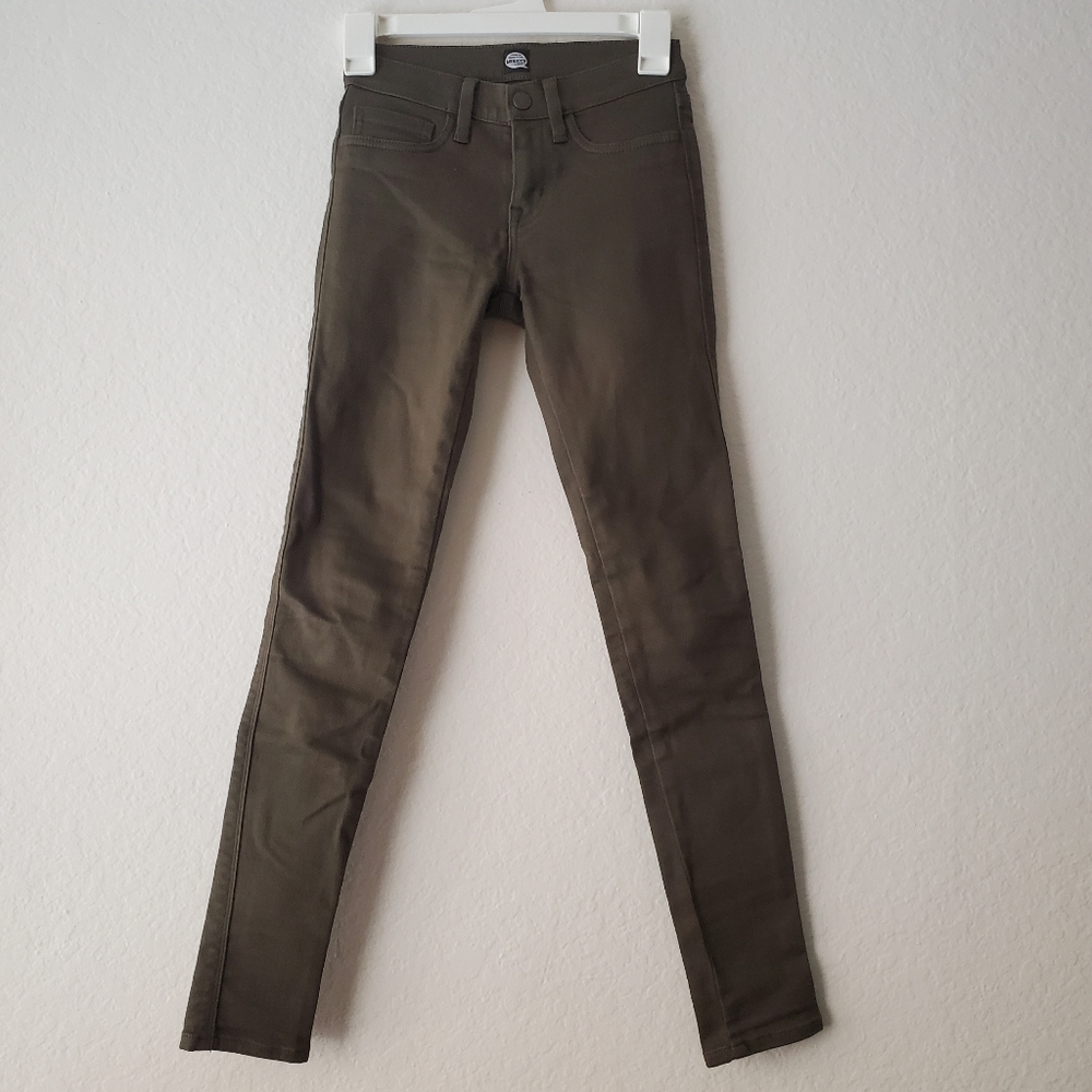 Moussy Vintage Khaki Military Green Low Rise Skinny Jeans